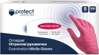 Перчатки осмотровые одноразовые Pro Service Protect Нитриловые Нестерильные Неопудренные Темно-розовые размер S 100 штук (17301960)