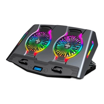 Підставка до ноутбука IceCoorel 10-18", 2*125mm 1400 RPM, 2*USB, + LCD display, 461x298x52mm, RGB (N10) IceCoorel N10 908527