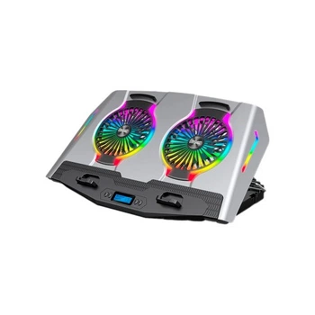 Подставка для ноутбука IceCoorel 10-18", 2*125mm 1400 RPM, 2*USB, + LCD display, 461x298x52mm, Silver (N9S) IceCoorel N9S 908538