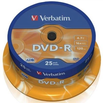 Диск DVD Verbatim 4.7Gb 16X CakeBox 25шт (43522) Verbatim 43522 913016