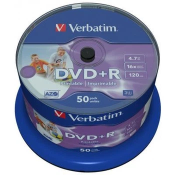 Диск DVD Verbatim 4.7Gb 16X CakeBox 50штWidePrintable (43512) Verbatim 43512 913047