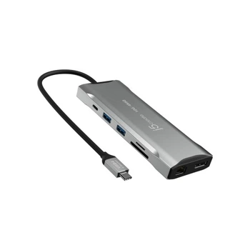 Концентратор J5create USB-C 9-in-1 2xUSB 3.2 + 2xUSB-C PD + 2xHDMI 4K + DisplayPort + SD/TF + RJ45 1000Mbps gray (JCD397-N) J5create JCD397-N 908696