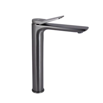 Смеситель для раковины Qtap высокий графитовый для ванной комнаты смеситель кухонный с гибким подводом. (600607)