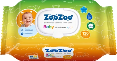 Влажные салфетки детские ZooZoo Витамины 120 шт (4820183973603)