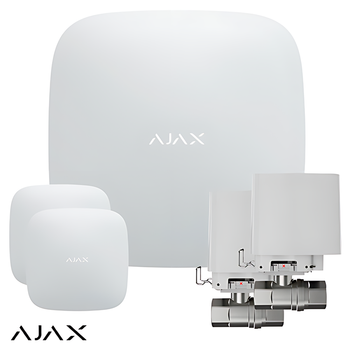 Система защиты от протечек Ajax Hub 2 (2G) White (2 датчика, 2 крана 1/2") (Hub2White/2G/2LP/2WaterStop15)