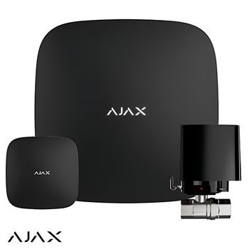Система защиты от протечки Ajax Hub 2 (2G) Black (1 датчик, 1 кран 1/2") (Hub2Black/2G/1LP/1WaterStop15)