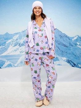 Фланелева жіноча піжама Old Navy , фіолетовий XS