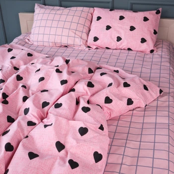 Комплект постільної білизни MirSon Бязь 17-0839 Hearts & Grid 2 x 160 x 220 см (2200011633060)