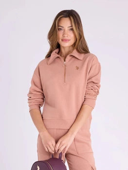 Толстовка на блискавці без капюшона жіноча U.S. Polo Assn 21Q0024-8S00A S Mocha Mousse (786662482612)