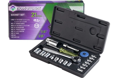 Набор инструментов 21пр. 1/4", 3/8" (6гр.) (4-17мм) P019K