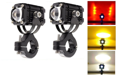 Додаткові LED фари для мотоцикла / скутера / авто — Mini Lens Double Color (з ефектом Demon Eye) (15W, 12-80V, IP67)