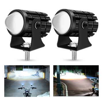 Комплект дополнительных LED фар (мини-линз) для мототехники - 18W, 8–80V, Мощный белый свет (6000K)