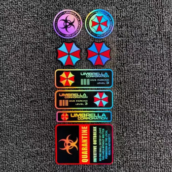 Набор голографических наклеек "Umbrella Corporation" - Виниловые Стикеры 20 x 8 см (1 Аркуш)