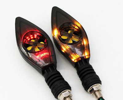 Светодиодные LED указатели поворотов для мотоцикла R-258 с эффектом "турбины" и режимом беглого огня (красная подсветка)