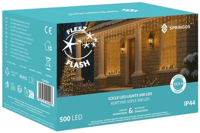 Гірлянда Springos Завіса Бурульки 500 LED 20 м (5907719425498)