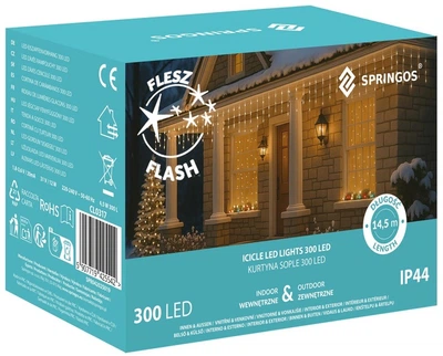 Світлова гірлянда Springos Завіса Бурульки Flash 300 LED 12 м (5907719425542)