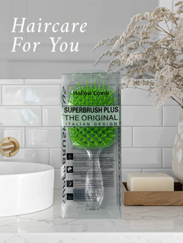Профессиональная продувочная щетка Superbrush Plus зеленая. Массажная расческа Hollow Comb для мокрых и сухих волос.