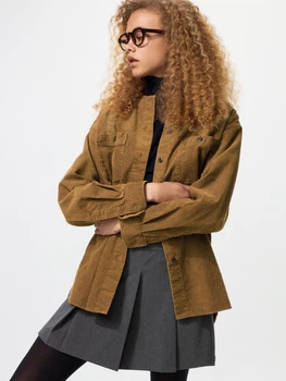 Вельветовая куртка женская Uniqlo 250745973 XL Коричневая (1159852085)