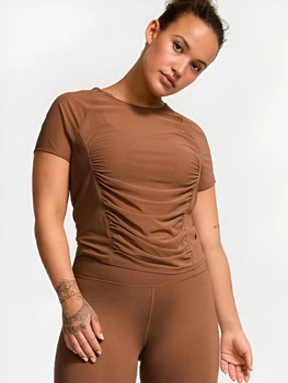 Спортивная футболка женская Victoria's Secret 226229300 S Коричневая (1159852766)