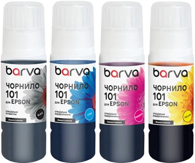 Комплект чернил Barva для Epson 101 Special Pigmented/Water Soluble OneKey (1K) 4х70 мл BK/C/M/Y (E101-070-MP)