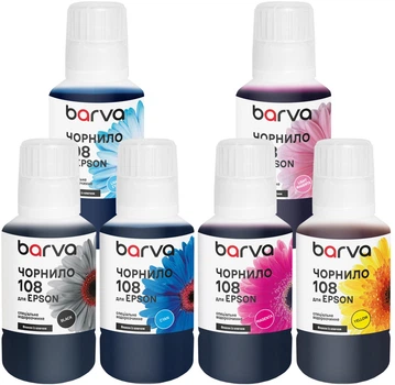 Комплект чернил Barva для Epson 108 Special Water Soluble OneKey (1K) 6x140 мл BK/C/M/Y (E108-140-MP)