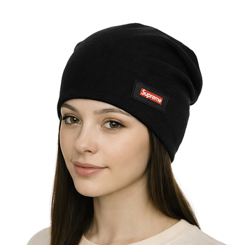 Женская трикотажная шапка "Supreme" черный