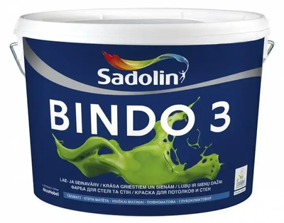 Краска для стен и потолка латексная глубокоматовая Sadolin Bindo 3 Белый BW 0.9л