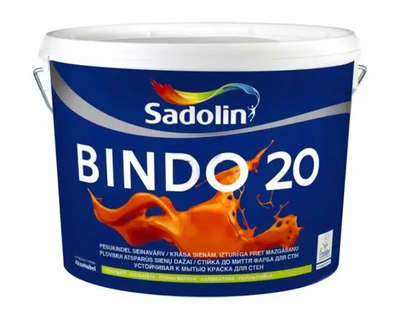 Фарба для стін та стелі латексна напівматова Sadolin Bindo 20 Білий BW 9л