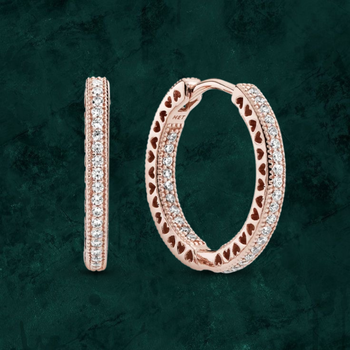 Позолочені сережки "Серця" Pandora (Пандора) 286318CZ