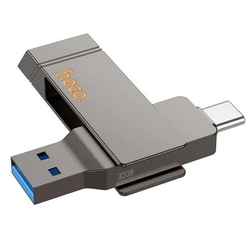 Высокоскоростная флешка 2в1 USB 3.2/ Type-C для телефона, компьютера, планшета HOCO 32GB с поддержкой OTG Gray