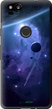 Чехол на Google Pixel 2 Планеты в синем космосе "171t-1075-70447"
