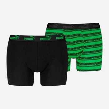 Набір трусів боксерів чоловічих бавовняних Puma Elements Men Striped Boxers 2P 93884202 S 2 шт Black/Green (8720245833288)