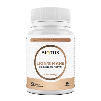 Їжак гребінчастий, Lion's Mane, Biotus, 1000 мг, 30 капсул (BIO-531989)