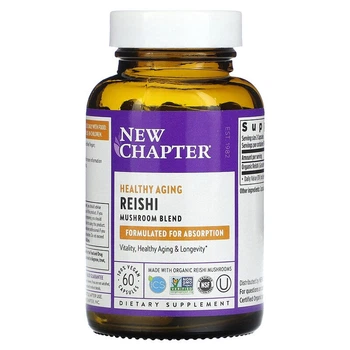Грибі рейші, Reishi, New Chapter, органік, 60 капсул (NCR-00235)