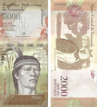 Банкнота 2000 боліварів Венесуела 2016 рік UNC