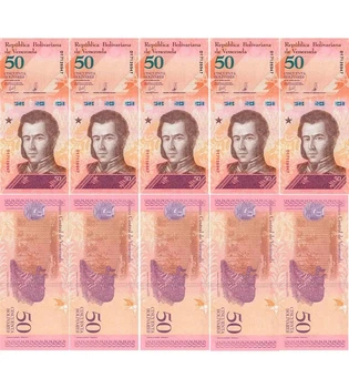 Набір 10 банкнот 50 боліварів Венесуела 2018 рік UNC