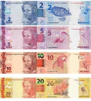 Набір 4 банкноти 2, 5, 10, 20 ріалів Бразилія 2010 - 2020 рік UNC