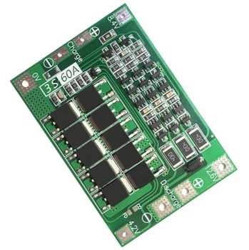 Контроллер BMS 3S плата защиты заряда/разряда для 3-х Li-Ion аккумуляторов 60A 12V с балансировкой (0330)