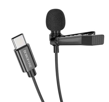 Мікрофон петличка Borofone BFK11 Elegant lavalier microphone Type-C 2m Black