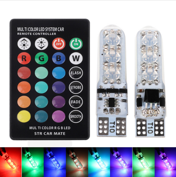 Комплект RGB LED ламп T10 (W5W) с пультом ДУ - Тюнинг подсветки авто (16 цветов)