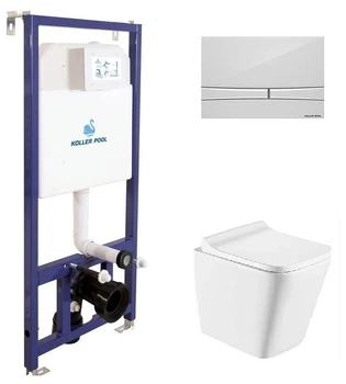 Инсталляция KOLLER POOL Dune 1200SL + панель смыва Integro Cosmo White + подвесной унитаз Trend с сиденьем Soft Close дюропласт