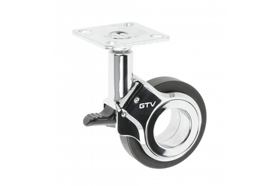 Ролик меблевий GTV KM-GIRA-60MM-ZH-20 D-60 мм зі стопором Чорний + Хром (00064654)