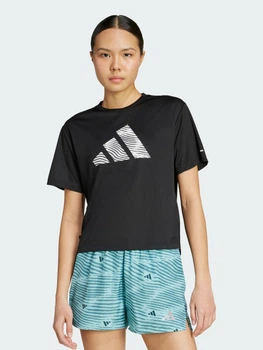 Спортивная футболка для бега женская Adidas Adi365 Running Essentials Brand Love JM5737 XS Черная с белым (4068807968165)