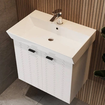 Тумба Devit Flow 484060W 60 см з умивальником та ручками, білий матовий