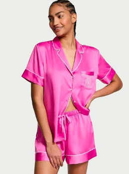 Піжама Victoria's Secret Glazed Satin Short Pajama Set сатинова XS шорти+сорочка