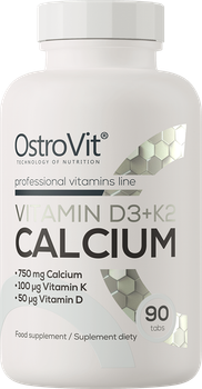 Вітамінно-мінеральний комплекс OstroVit Vitamin D3 + K2 + Calcium 90 таблеток (5902232618624)