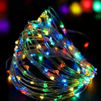 Разноцветная светодиодная гирлянда «Роса» 10 м, USB, 100 LED
