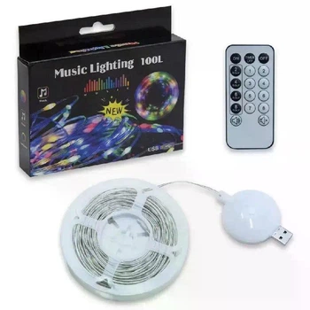 Музична світлодіодна гірлянда 10 м USB, 100 LED, тепле біле світло