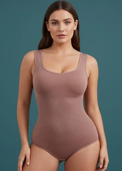 Стягуючий боді-комбідрес коригуючий моделюючий боді XXL Пудровий (14034)