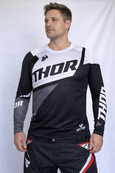 Чоловічий рашгард THOR Downhill ♦ MTB ♦ Велоспорт ♦ Літній рашгард, що дихає, з довгим рукавом ♦ Швидкосохнучий ♦ чорно-сірий L